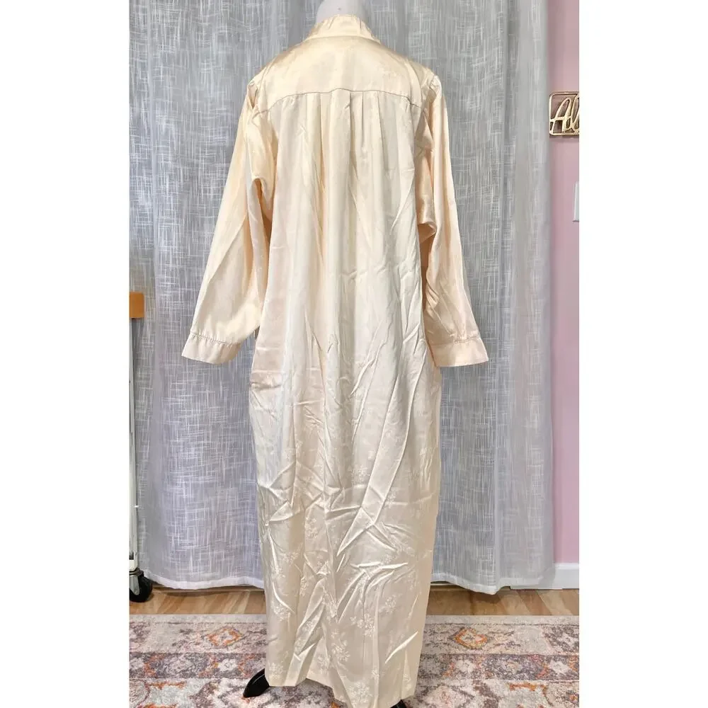 Vintage Oscar De La Renta Neiman Marcus Night Gown S Yellow Floral Satin Lace